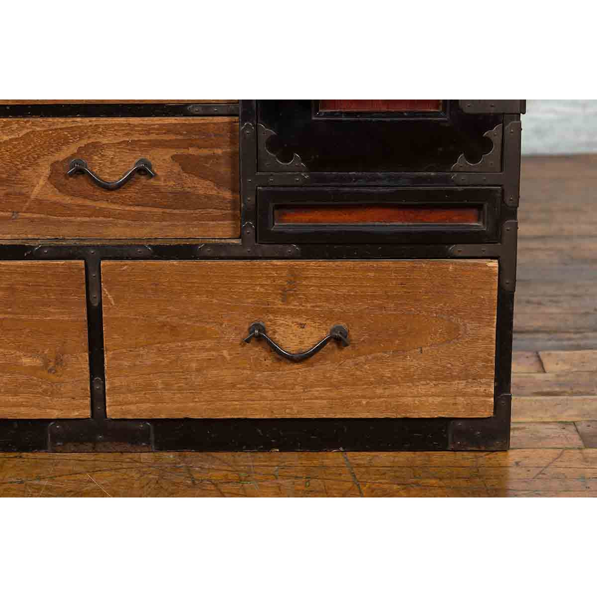 Japanese 19th Century Meiji Period Brown and Black Tansu Clothing Chest-10. Asian &amp; Chinese Furniture, Art, Antiques, Vintage Home Décor for sale at FEA Home