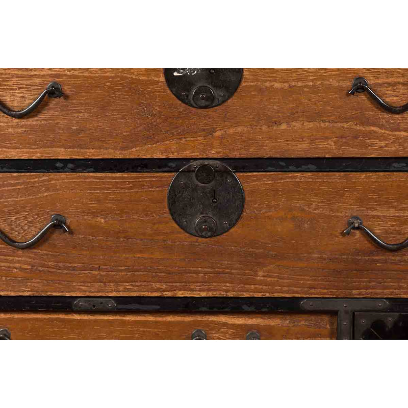 Japanese 19th Century Meiji Period Brown and Black Tansu Clothing Chest-YN5423-11. Asian & Chinese Furniture, Art, Antiques, Vintage Home Décor for sale at FEA Home