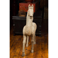 Large Chinese Han Dynasty Period Terracotta Walking Horse, circa 202 BC-200 AD