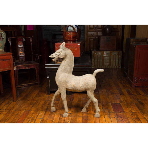 Large Chinese Han Dynasty Period Terracotta Walking Horse, circa 202 BC-200 AD-YN5555-3. Asian & Chinese Furniture, Art, Antiques, Vintage Home Décor for sale at FEA Home