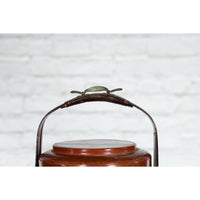 Chinese Early 20th Century Three-Tiered Red Lacquer Lunch Basket with Gilt Décor