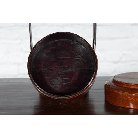 Chinese Early 20th Century Three-Tiered Red Lacquer Lunch Basket with Gilt Décor - Antique Chinese and Vintage Asian Furniture for Sale at FEA Home