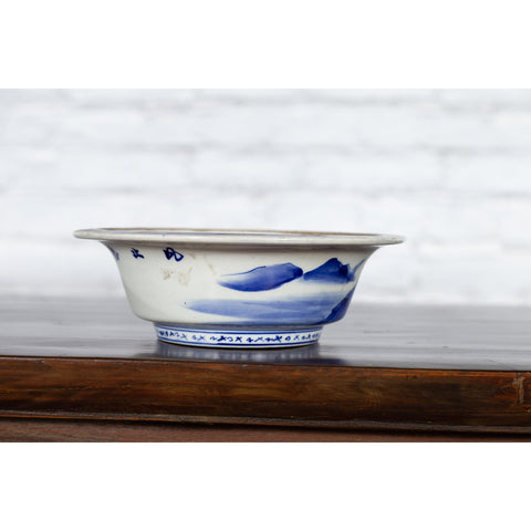 Japanese Seto Porcelain Vegetable Bowl with Hand-Painted Blue and White Décor-YN5634-15. Asian & Chinese Furniture, Art, Antiques, Vintage Home Décor for sale at FEA Home