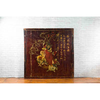 Large Chinese Two-Sided Painted Elm Screen Depicting Guanyin and Zhong Kui
