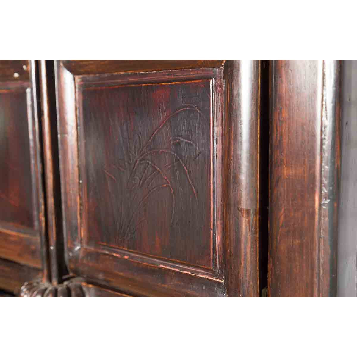 Chinese Qing 19th Century Brown Cabinet with Fretwork Doors and Three Drawers-13. Asian &amp; Chinese Furniture, Art, Antiques, Vintage Home Décor for sale at FEA Home