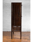 Chinese Qing 19th Century Brown Cabinet with Fretwork Doors and Three Drawers-14. Asian & Chinese Furniture, Art, Antiques, Vintage Home Décor for sale at FEA Home