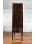 Chinese Qing 19th Century Brown Cabinet with Fretwork Doors and Three Drawers-17. Asian & Chinese Furniture, Art, Antiques, Vintage Home Décor for sale at FEA Home