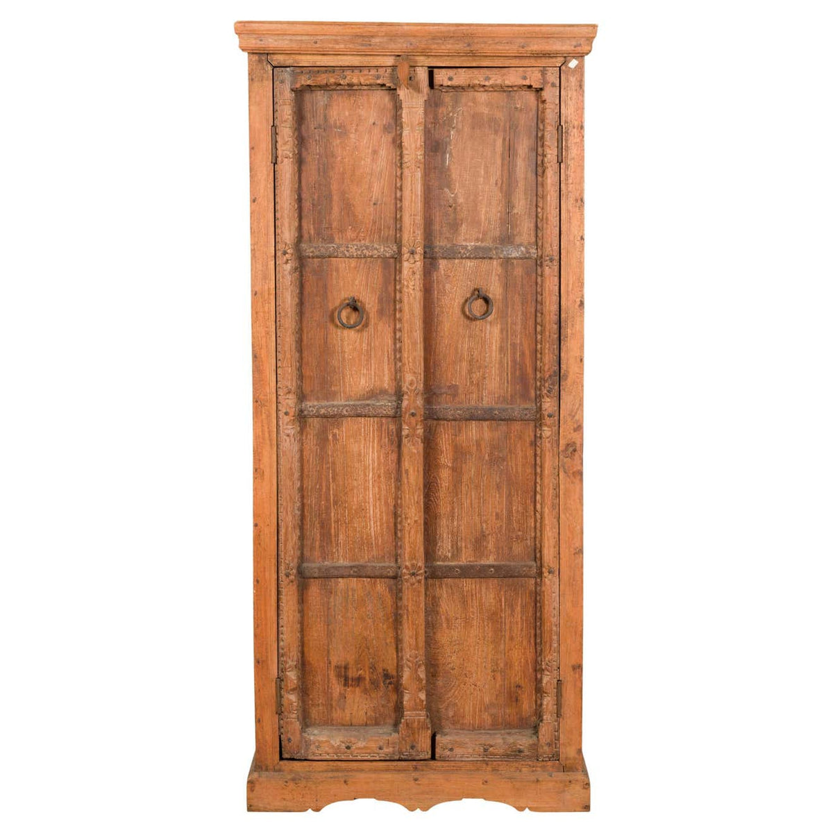 Mid 19th Century Indian Cabinet with Hand-Carved Floral Motifs and Iron Hardware-1. Asian & Chinese Furniture, Art, Antiques, Vintage Home Décor for sale at FEA Home