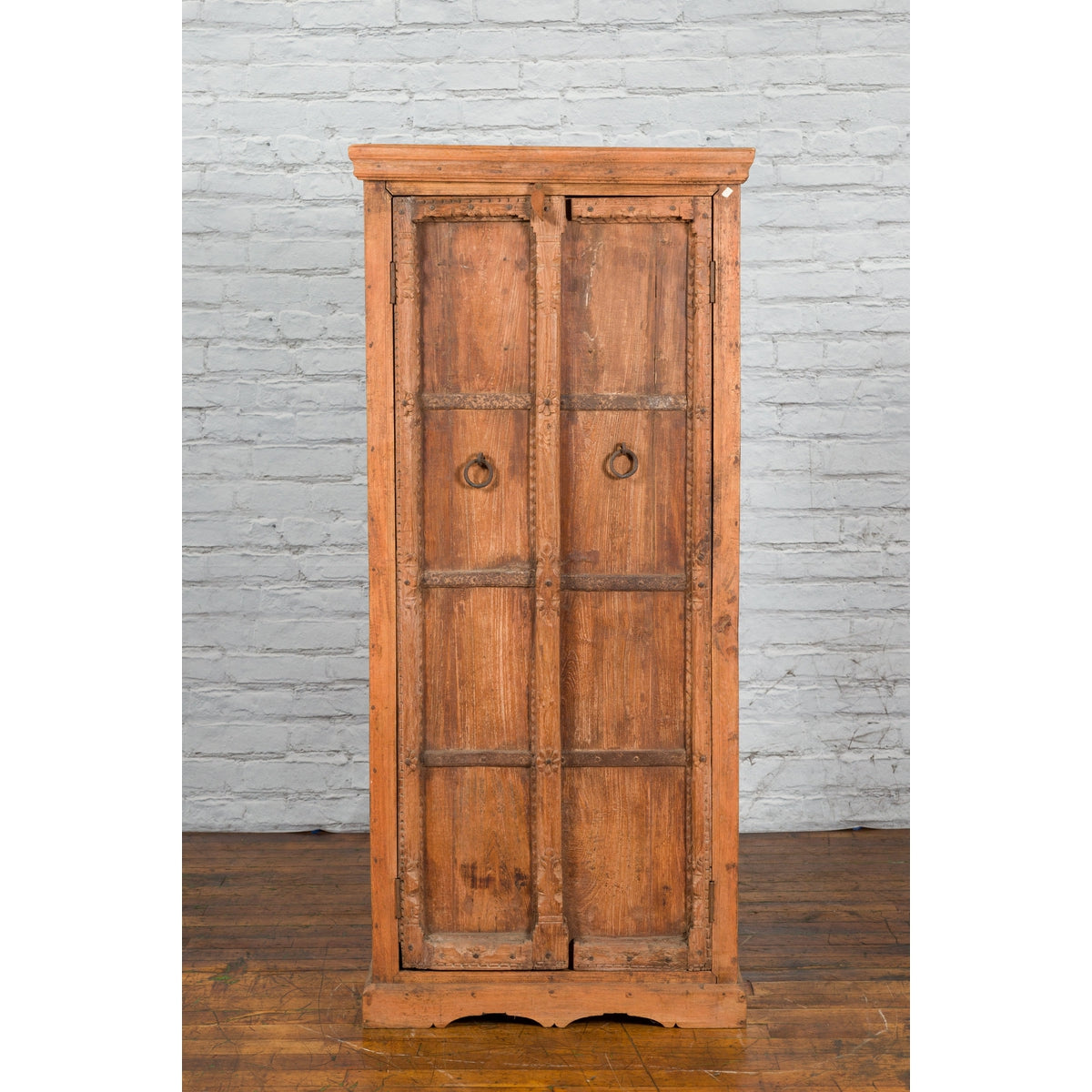 Mid 19th Century Indian Cabinet with Hand-Carved Floral Motifs and Iron Hardware-2. Asian & Chinese Furniture, Art, Antiques, Vintage Home Décor for sale at FEA Home