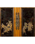 Chinese Early 20th Century Lacquered Armoire with Gilt Carved Warrior Motifs-13. Asian & Chinese Furniture, Art, Antiques, Vintage Home Décor for sale at FEA Home