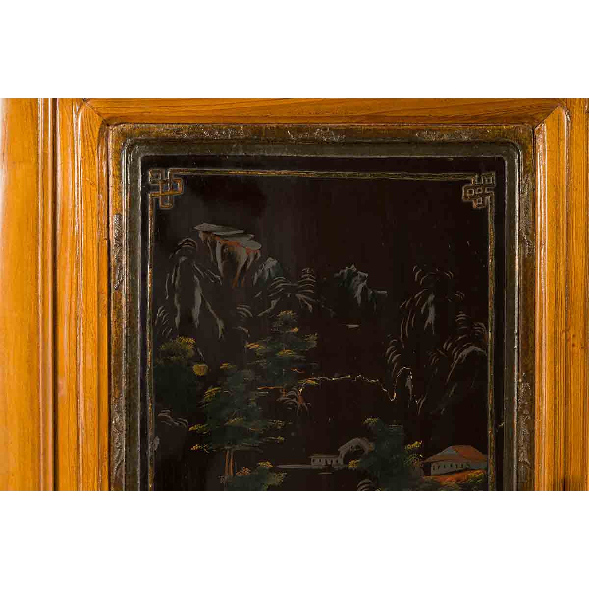 Chinese Early 20th Century Lacquered Armoire with Gilt Carved Warrior Motifs-17. Asian &amp; Chinese Furniture, Art, Antiques, Vintage Home Décor for sale at FEA Home