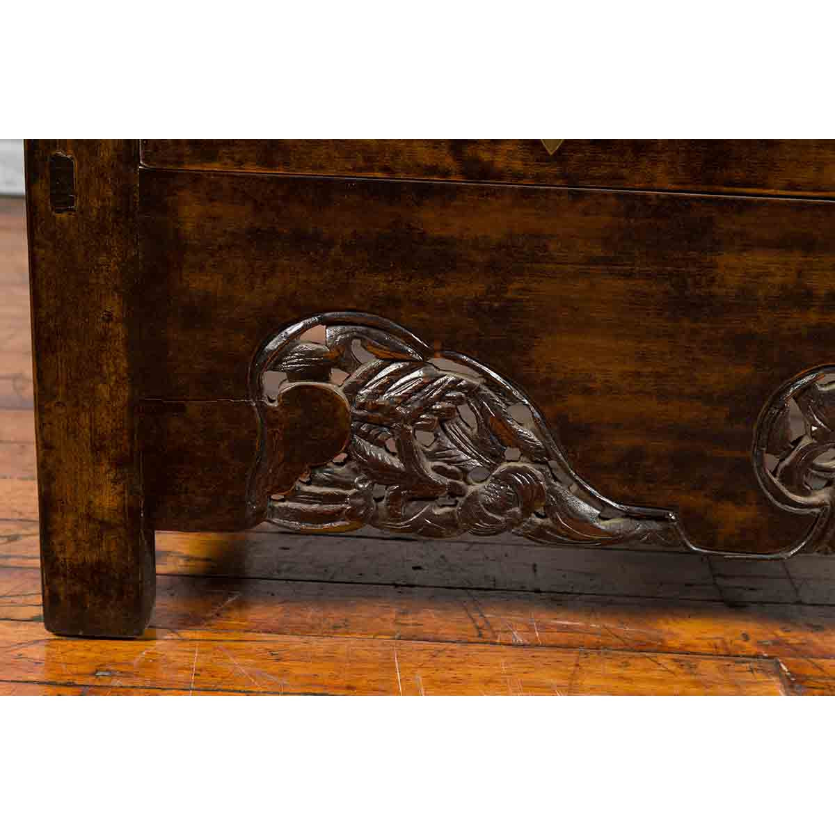 Chinese Qing Dynasty 19th Century Dark Brown Elm Cabinet with Doors and Drawers-9. Asian &amp; Chinese Furniture, Art, Antiques, Vintage Home Décor for sale at FEA Home