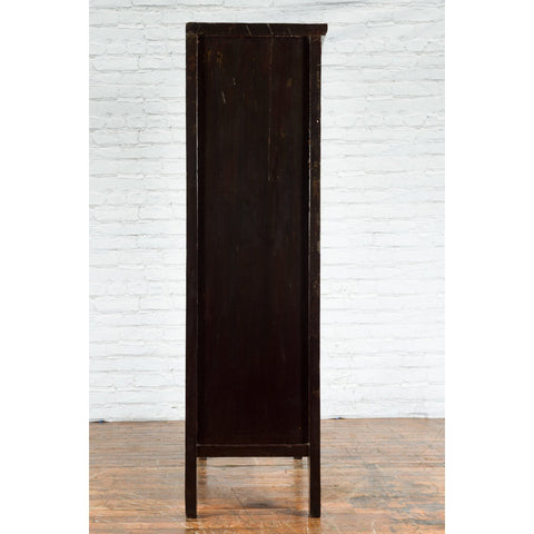 Chinese Qing Dynasty Period Early 19th Century Dark Brown Lacquer Wardrobe-YN5711-12. Asian & Chinese Furniture, Art, Antiques, Vintage Home Décor for sale at FEA Home