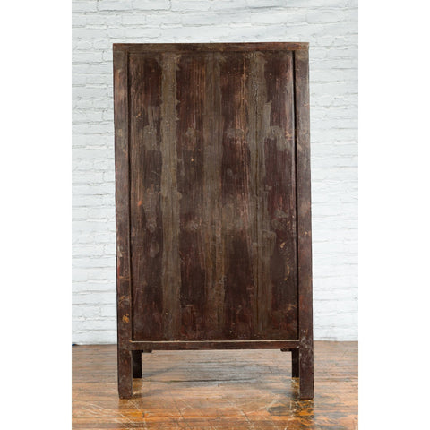 Chinese Qing Dynasty Period Early 19th Century Dark Brown Lacquer Wardrobe-YN5711-13. Asian & Chinese Furniture, Art, Antiques, Vintage Home Décor for sale at FEA Home