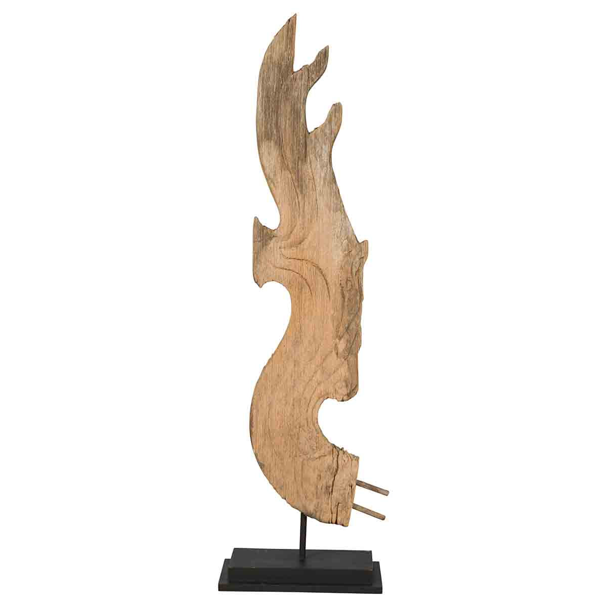 Thai Hand-Carved Wooden Temple Dragon Sculpture Mounted on Custom Black Base-1. Asian & Chinese Furniture, Art, Antiques, Vintage Home Décor for sale at FEA Home