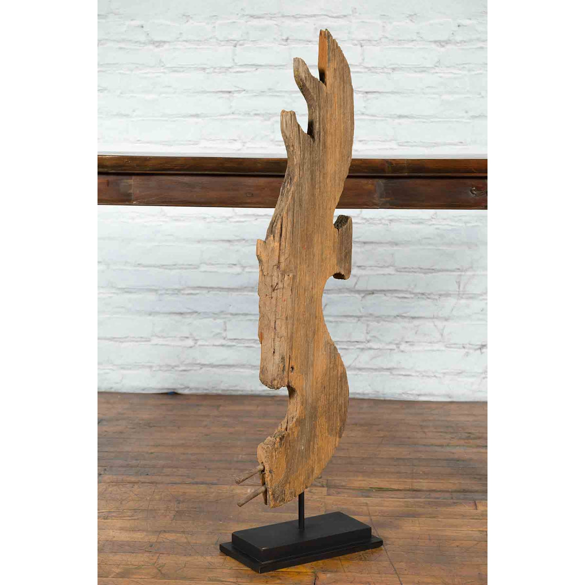 Thai Hand-Carved Wooden Temple Dragon Sculpture Mounted on Custom Black Base-9. Asian &amp; Chinese Furniture, Art, Antiques, Vintage Home Décor for sale at FEA Home