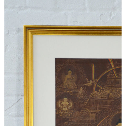 Vintage Tibetan Hand-Painted Thangka Painting Depicting Buddhist Deities