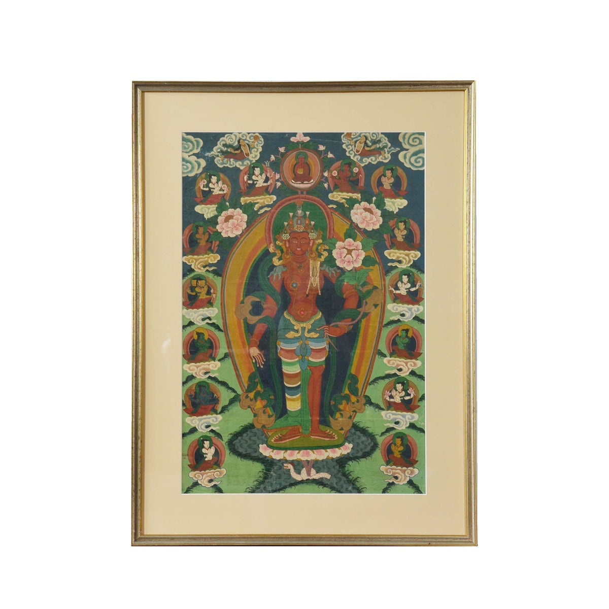 Indian Ceremonial Hindu Deity Hand-Painted on Canvas in Gilded Frame-1. Asian & Chinese Furniture, Art, Antiques, Vintage Home Décor for sale at FEA Home