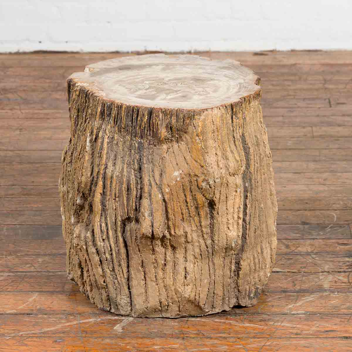 Antique Petrified Wood Tree Stump Drinks Table or Stool Covered in Gesso-2. Asian & Chinese Furniture, Art, Antiques, Vintage Home Décor for sale at FEA Home