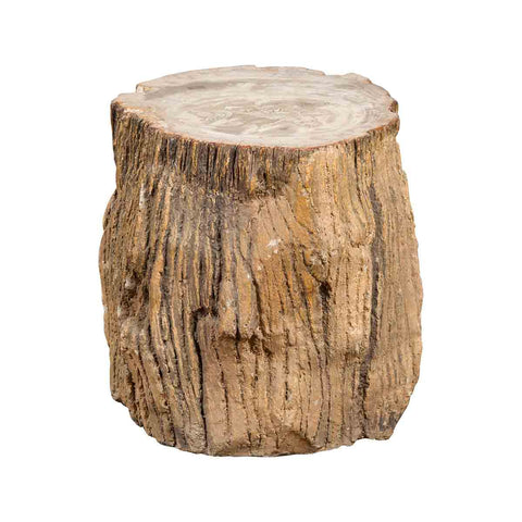 Antique Petrified Wood Tree Stump Drinks Table or Stool | FEA Home