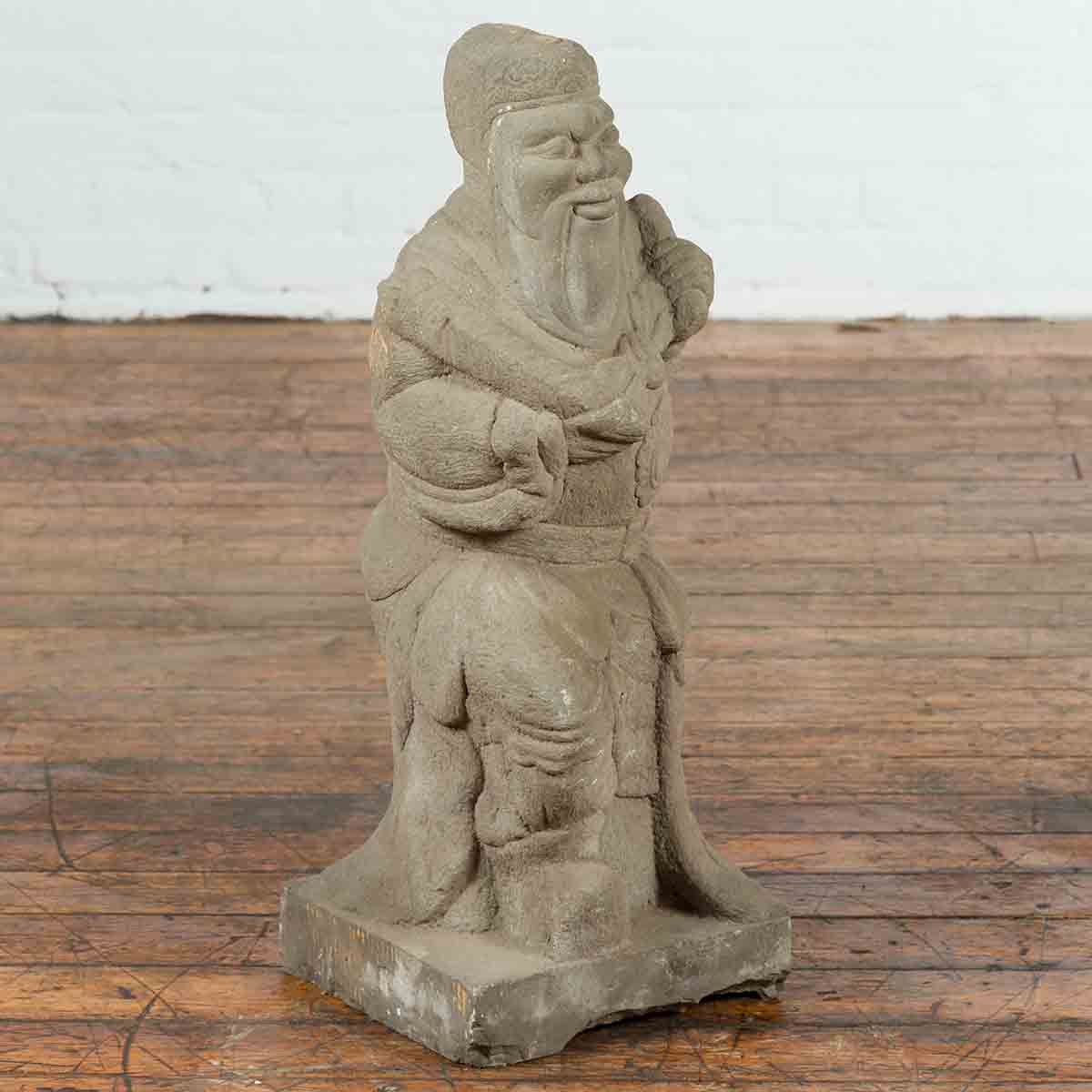 Vintage Chinese Carved Stone Sculpture Of A Monk-2. Asian & Chinese Furniture, Art, Antiques, Vintage Home Décor for sale at FEA Home