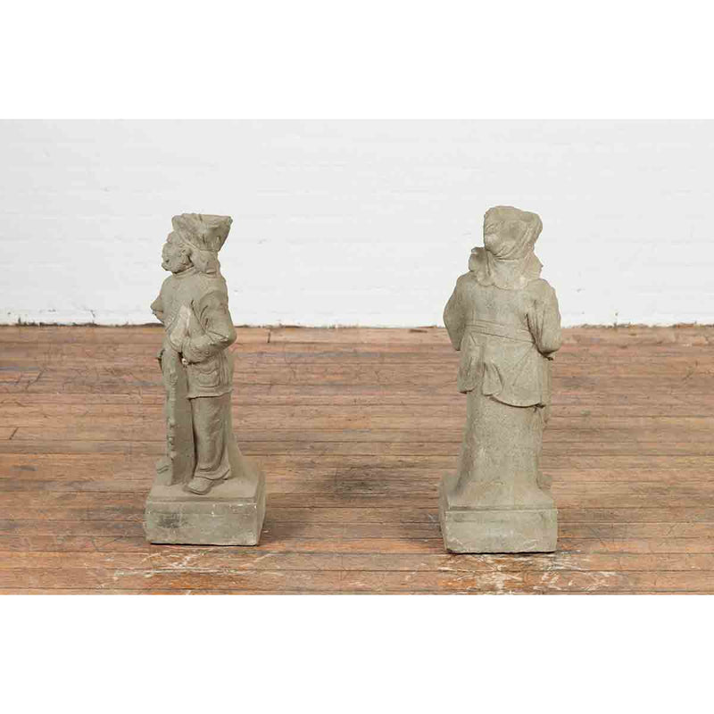 Two Vintage Carved Stone Sculptures of Soldiers from the British Indian Army-YN5879 / YN5880-12. Asian & Chinese Furniture, Art, Antiques, Vintage Home Décor for sale at FEA Home