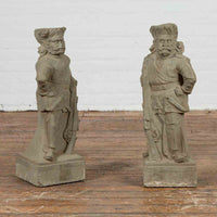 Two Vintage Carved Stone Sculptures of Soldiers from the British Indian Army