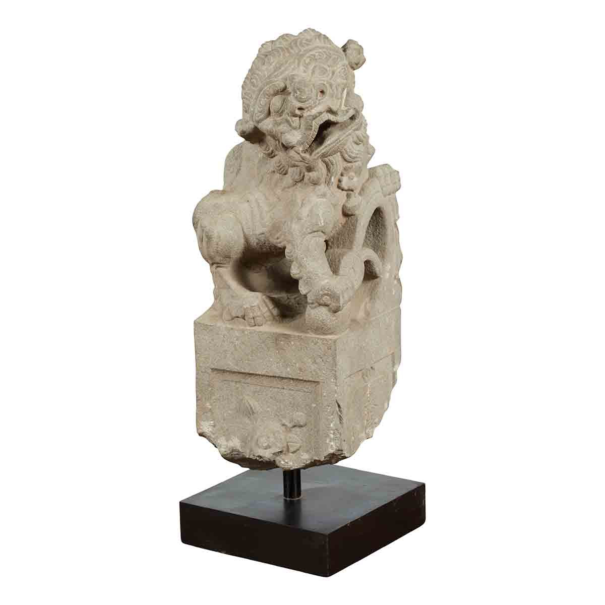 Chinese Qing Dynasty Mid 19th Century Hand-Carved Foo Dog Temple Decoration-1. Asian & Chinese Furniture, Art, Antiques, Vintage Home Décor for sale at FEA Home