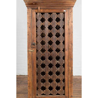 19th Century Indian Wooden Cabinet with Single Fretwork Door and Brass Handle