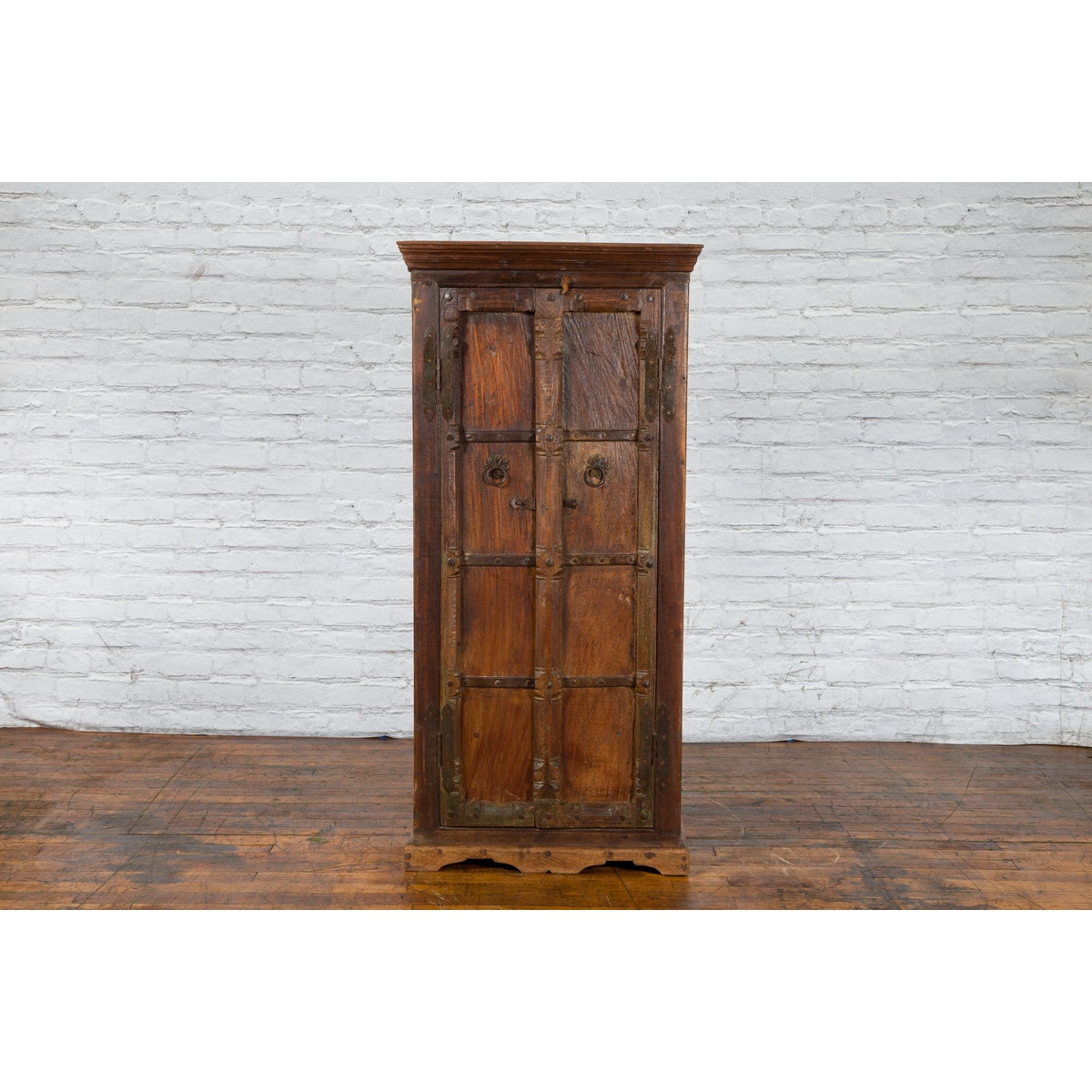 Indian 19th Century Gujarat Armoire with Iron Braces and Carved Half Columns-2. Asian & Chinese Furniture, Art, Antiques, Vintage Home Décor for sale at FEA Home