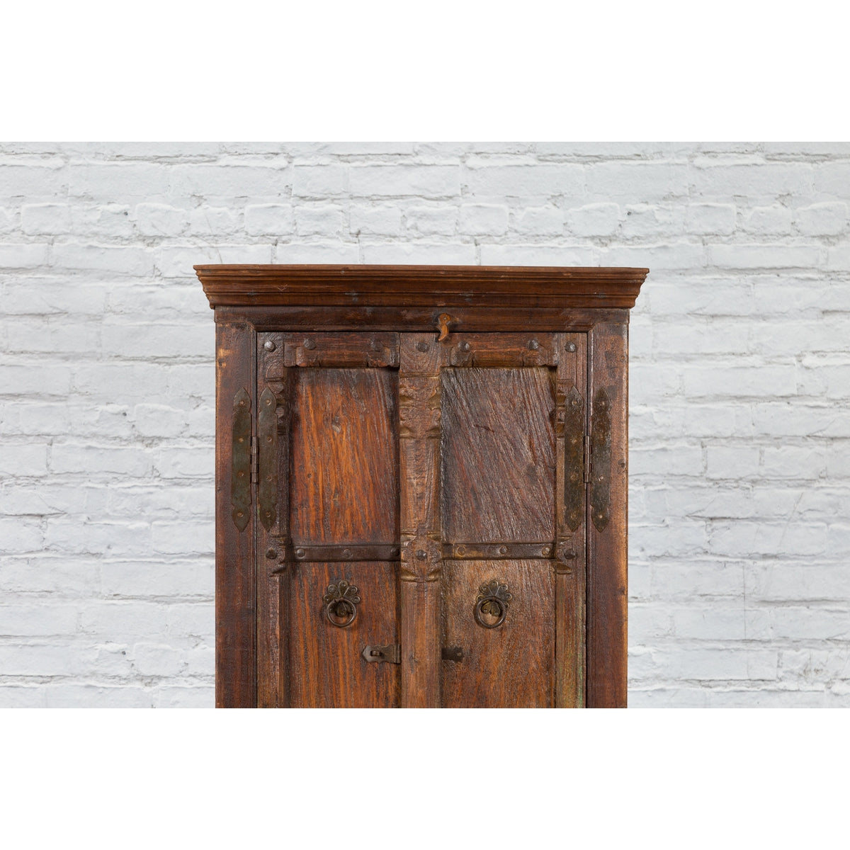 Indian 19th Century Gujarat Armoire with Iron Braces and Carved Half Columns-6. Asian &amp; Chinese Furniture, Art, Antiques, Vintage Home Décor for sale at FEA Home