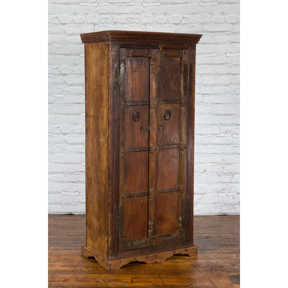 Indian 19th Century Gujarat Armoire with Iron Braces and Carved Half Columns-5. Asian &amp; Chinese Furniture, Art, Antiques, Vintage Home Décor for sale at FEA Home