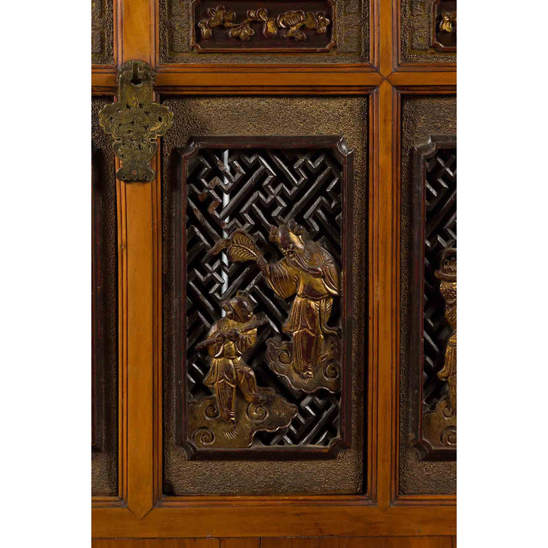 Chinese 19th Century Dowry Chest with Fretwork and Carved Gilt Characters-12. Asian & Chinese Furniture, Art, Antiques, Vintage Home Décor for sale at FEA Home