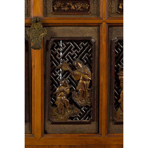 Chinese 19th Century Dowry Chest with Fretwork and Carved Gilt Characters-12. Asian & Chinese Furniture, Art, Antiques, Vintage Home Décor for sale at FEA Home