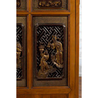 Chinese 19th Century Dowry Chest with Fretwork and Carved Gilt Characters