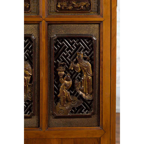 Chinese 19th Century Dowry Chest with Fretwork and Carved Gilt Characters-13. Asian & Chinese Furniture, Art, Antiques, Vintage Home Décor for sale at FEA Home