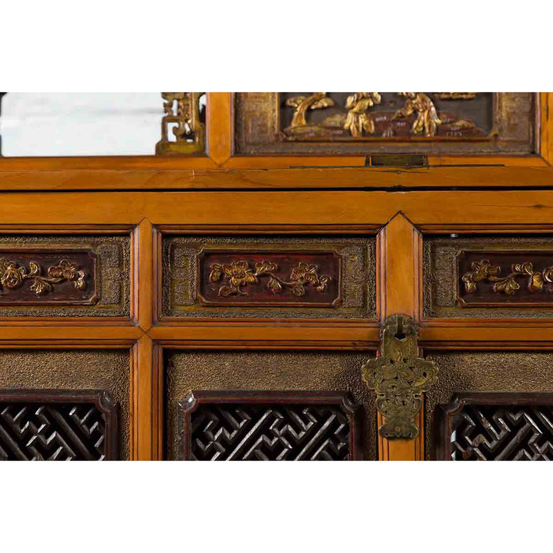 Chinese 19th Century Dowry Chest with Fretwork and Carved Gilt Characters-14. Asian & Chinese Furniture, Art, Antiques, Vintage Home Décor for sale at FEA Home