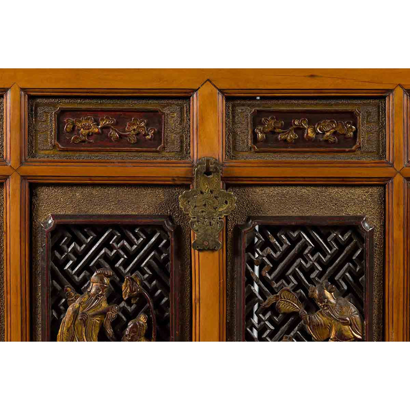 Chinese 19th Century Dowry Chest with Fretwork and Carved Gilt Characters-15. Asian & Chinese Furniture, Art, Antiques, Vintage Home Décor for sale at FEA Home