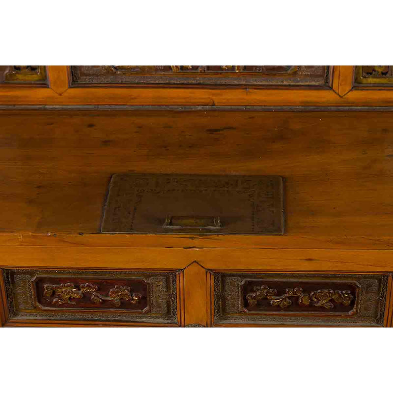Chinese 19th Century Dowry Chest with Fretwork and Carved Gilt Characters-16. Asian & Chinese Furniture, Art, Antiques, Vintage Home Décor for sale at FEA Home
