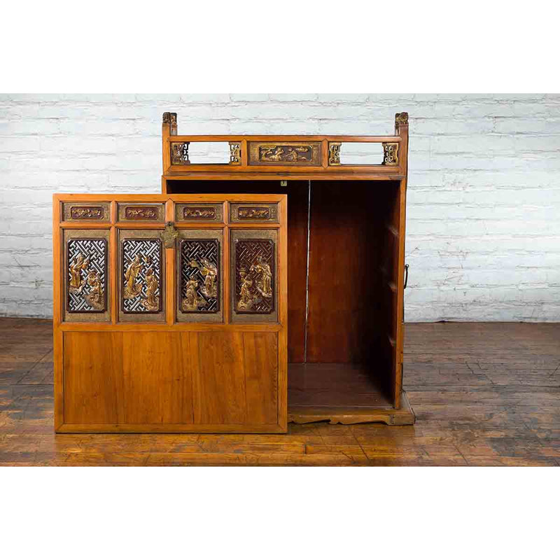 Chinese 19th Century Dowry Chest with Fretwork and Carved Gilt Characters-19. Asian & Chinese Furniture, Art, Antiques, Vintage Home Décor for sale at FEA Home