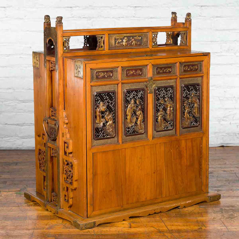 Chinese 19th Century Dowry Chest with Fretwork and Carved Gilt Characters-2. Asian & Chinese Furniture, Art, Antiques, Vintage Home Décor for sale at FEA Home