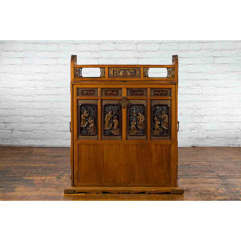 Chinese 19th Century Dowry Chest with Fretwork and Carved Gilt Characters-3. Asian & Chinese Furniture, Art, Antiques, Vintage Home Décor for sale at FEA Home