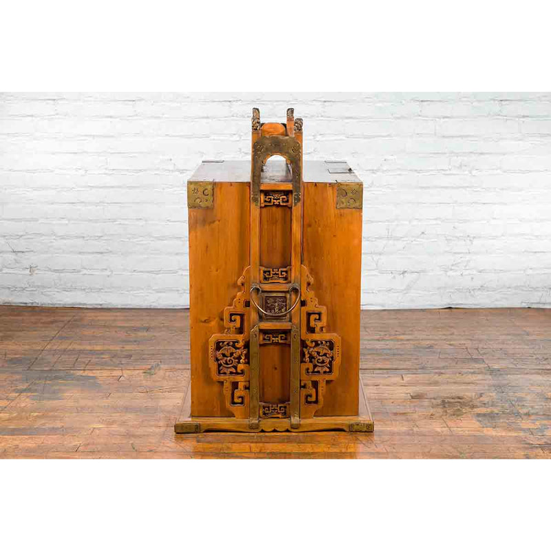Chinese 19th Century Dowry Chest with Fretwork and Carved Gilt Characters-21. Asian & Chinese Furniture, Art, Antiques, Vintage Home Décor for sale at FEA Home