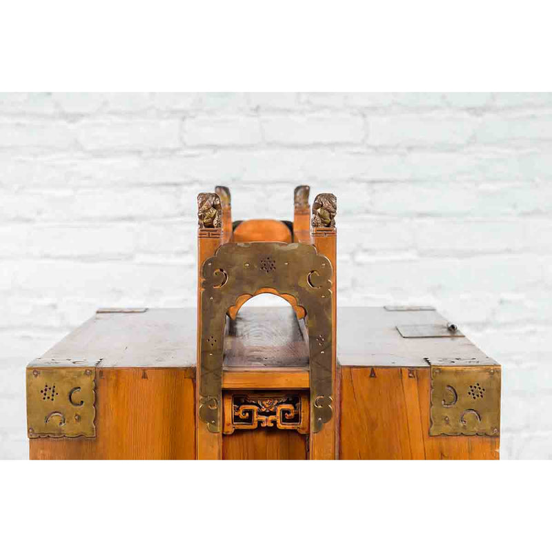 Chinese 19th Century Dowry Chest with Fretwork and Carved Gilt Characters-22. Asian & Chinese Furniture, Art, Antiques, Vintage Home Décor for sale at FEA Home