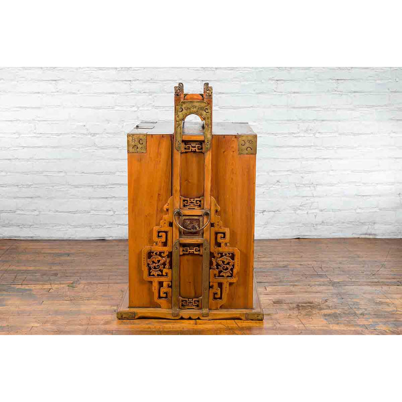 Chinese 19th Century Dowry Chest with Fretwork and Carved Gilt Characters-25. Asian & Chinese Furniture, Art, Antiques, Vintage Home Décor for sale at FEA Home