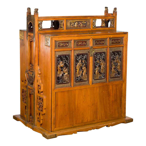 Chinese 19th Century Dowry Chest with Fretwork and Carved Gilt Characters-1. Asian & Chinese Furniture, Art, Antiques, Vintage Home Décor for sale at FEA Home