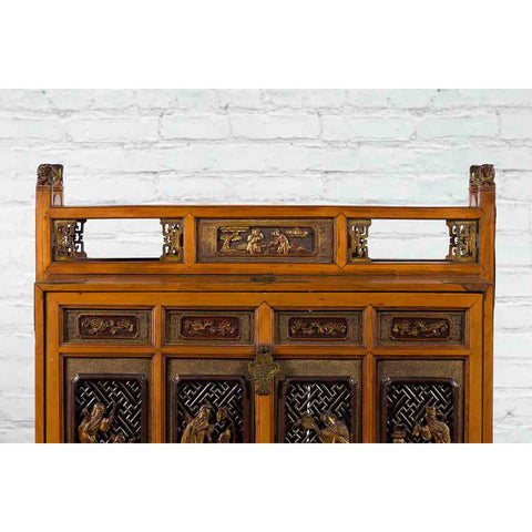 Chinese 19th Century Dowry Chest with Fretwork and Carved Gilt Characters-4. Asian & Chinese Furniture, Art, Antiques, Vintage Home Décor for sale at FEA Home