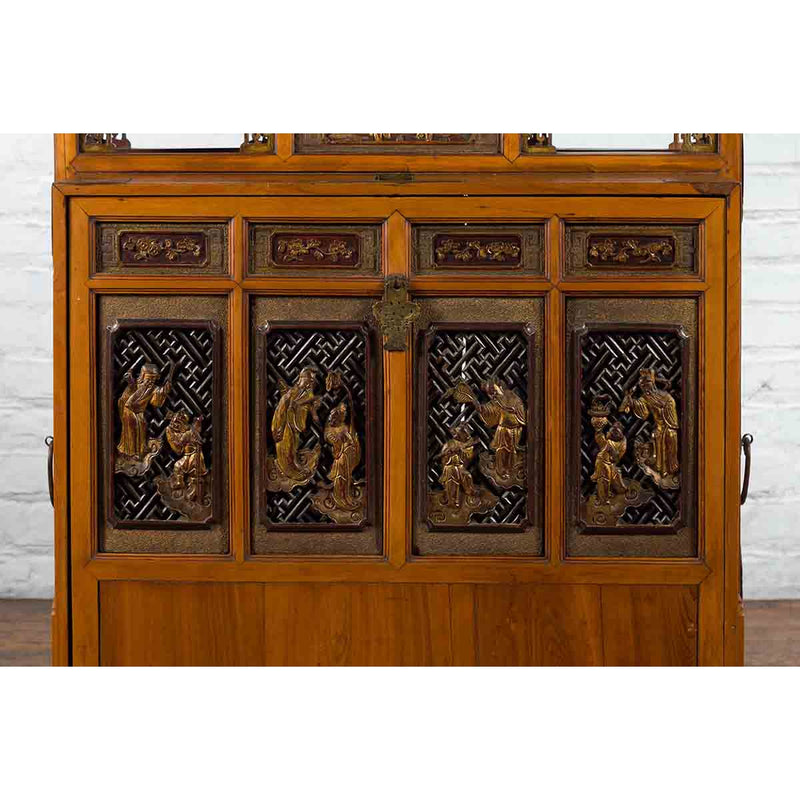 Chinese 19th Century Dowry Chest with Fretwork and Carved Gilt Characters-5. Asian & Chinese Furniture, Art, Antiques, Vintage Home Décor for sale at FEA Home