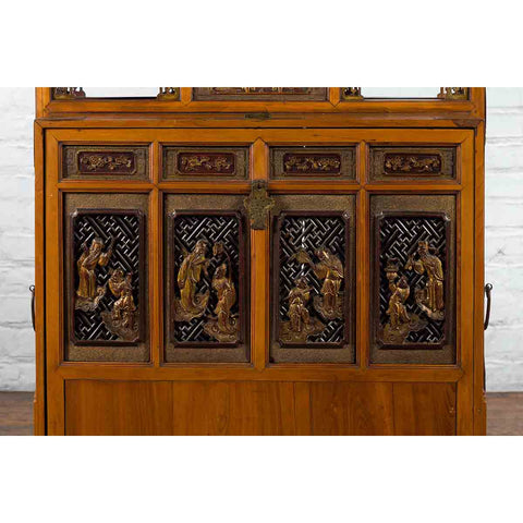 Chinese 19th Century Dowry Chest with Fretwork and Carved Gilt Characters-5. Asian & Chinese Furniture, Art, Antiques, Vintage Home Décor for sale at FEA Home