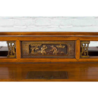 Chinese 19th Century Dowry Chest with Fretwork and Carved Gilt Characters